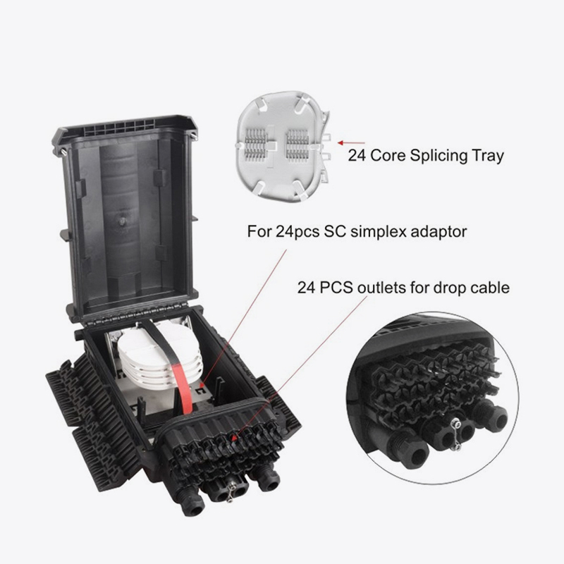 T6-088-B 96 Core Fiber Optic Splice Închizor / 24 CORE FTTH Box