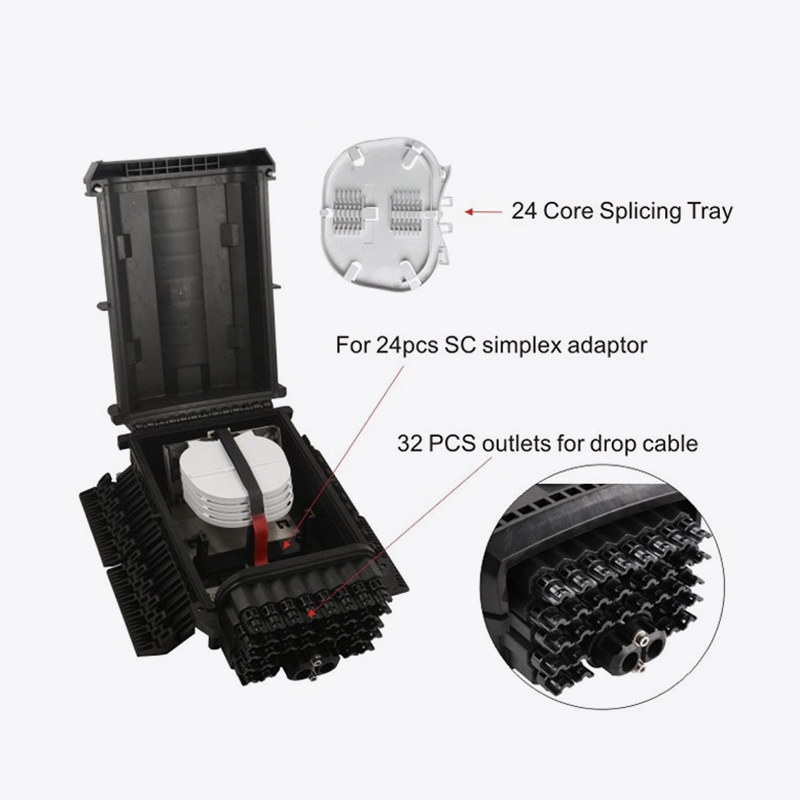 T6-088-E 96 Core Fiber Optic Splice închidere / 32 Core FTTH Box